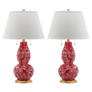 Color Swirls Glass Table Lamp with CFL Bulb, Multiple Colors, Set of 2 - EK CHIC HOME