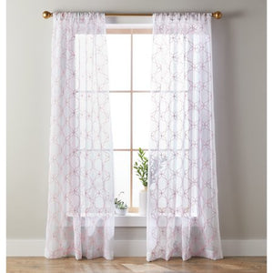 Quatrefoil Embroidery Pole Top Curtain Panel - EK CHIC HOME