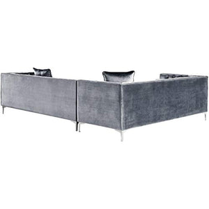 CHIC Levi Grey Velvet Corner Sectional Sofa - 120 Inches Left Facing - EK CHIC HOME