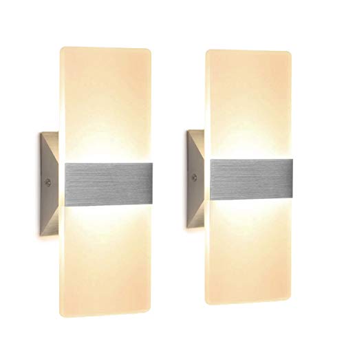 Modern Wall Sconce 12W, Set of 2 LED Wall Lamp Warm White - EK CHIC HOME
