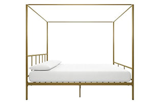 Marion Canopy Bed Frame, Gold - EK CHIC HOME