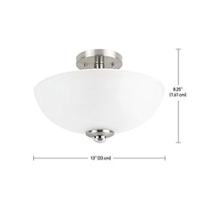 Load image into Gallery viewer, Hudson 2 Semi-Flush Mount Ceiling Light, Brushed Nickel Finish, Frosted Glass Shade - EK CHIC HOME