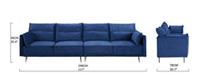 Load image into Gallery viewer, Upholstered 117&quot; inch Mid-Century Velvet Sofa (Navy) - EK CHIC HOME