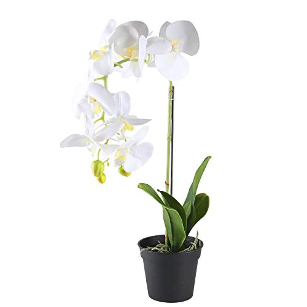 21 INCH Artificial Orchid Plant Black Plastic Pot - EK CHIC HOME