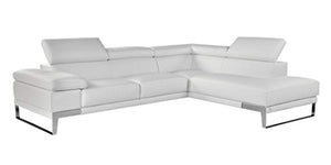 White Premium Italian Leather Sectional Sofa Modern Contemporary (Right) - EK CHIC HOME