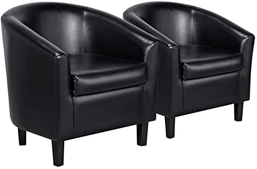 2 x Leather Club Chair Accent Arm Chair - EK CHIC HOME