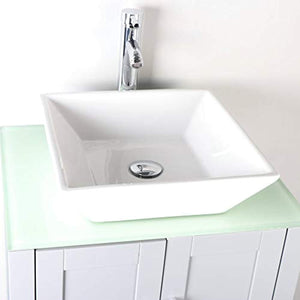 72" Double Sink Grey Bathroom Vanity Modern Design Glass Top w/Mirror Faucet&Drain - EK CHIC HOME