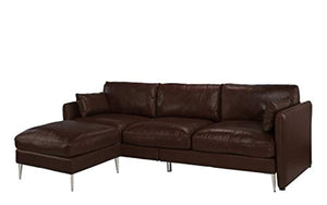 Modern Leather Sectional Sofa, L Shape Couch, 93.7" W - EK CHIC HOME
