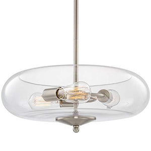 17" Modern Retro 3-Light Pendant Chandelier + Clear Glass Shade, Adjustable Hanging - EK CHIC HOME