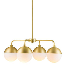 Load image into Gallery viewer, 4 Light Modern Chandelier - Satin Brass w/Frosted Glass - EK CHIC HOME
