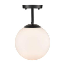 Load image into Gallery viewer, Globe Semi Flush Mount Ceiling Light, Frost White Glass with Black Finish, Contemporary Mid Century Modern Style - EK CHIC HOME