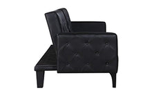 Load image into Gallery viewer, Modern Tufted Sleeper Futon Sofa with Nailhead Trim in White, Black (Black) - EK CHIC HOME