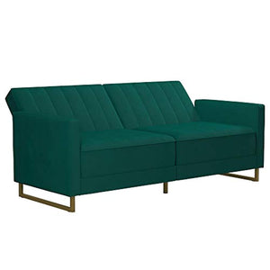 Modern Sofa Bed and Couch, Green Velvet Futon - EK CHIC HOME