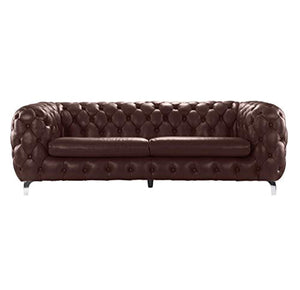 Leather Chesterfield Sofa Couch w/Tufted Arms Modern - EK CHIC HOME