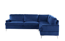 Load image into Gallery viewer, Velvet Sectional Sofa, L-Shape Couch (Navy) - EK CHIC HOME