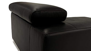 TOP GRAIN Black Leather Sectional Sofa with Adjustable Headrests - Right Chaise - EK CHIC HOME