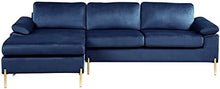 Load image into Gallery viewer, Modern Velvet Sectional Sofa in Gray/Gold Legs - EK CHIC HOME