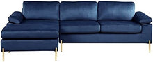Load image into Gallery viewer, Modern Velvet Sectional Sofa in Green/Gold Legs - EK CHIC HOME