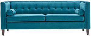 78'' W Velvet Mid-Century Sofa with Bolster Pillows - EK CHIC HOME