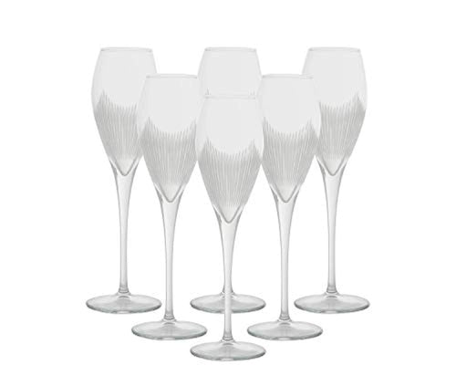 Crystal  Set of 6 Luxurious Crystal Flutes - EK CHIC HOME