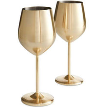 Load image into Gallery viewer, Brushed Gold Stainless Steel Wine Glasses Set of 2 - EK CHIC HOME
