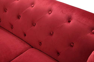 Pompano Sofa, Burgundy. Living Room Furniture, 31" H x 83" W x 34" D - EK CHIC HOME