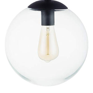 Globe Semi Flush Mount Ceiling Light, Frost White Glass with Black Finish, Contemporary Mid Century Modern Style - EK CHIC HOME