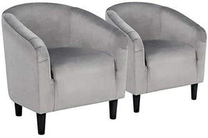 Set of 2 Barrel Velvet Accent Chair  Upholstered - EK CHIC HOME