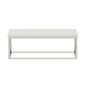 Modern Cocktail Table with Metal Base, 44” L (White) - EK CHIC HOME