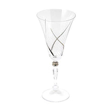 Load image into Gallery viewer, CrystalSet of 6 Handcrafted Bohemian Red Wine Crystal Glasses with Real Platinum Detailing - EK CHIC HOME