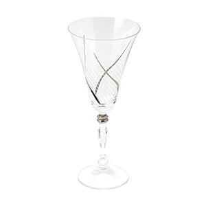 CrystalSet of 6 Handcrafted Bohemian Red Wine Crystal Glasses with Real Platinum Detailing - EK CHIC HOME
