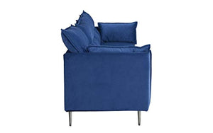 Upholstered 117" inch Mid-Century Velvet Sofa (Navy) - EK CHIC HOME