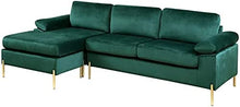 Load image into Gallery viewer, Modern Velvet Sectional Sofa in Green/Gold Legs - EK CHIC HOME