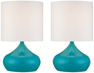 Steel Droplet 14 3/4"H Teal Blue Small Accent Lamps Set of 2 - EK CHIC HOME