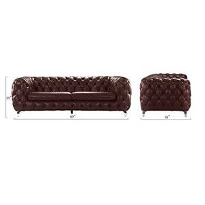 Leather Chesterfield Sofa Couch w/Tufted Arms Modern - EK CHIC HOME