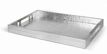 Load image into Gallery viewer, Silver Rectangle Glossy Alligator Croc Decorative  Serving Tray - EK CHIC HOME