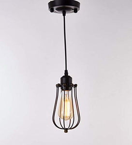 1-Light Black Finish Metal Shade Hanging Pendant Ceiling Lamp Fixture - EK CHIC HOME