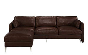 Modern Leather Sectional Sofa, L Shape Couch, 93.7" W - EK CHIC HOME