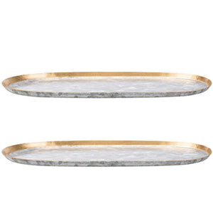 Vintage Elongated 10-Inch Oval Galvanized Serving Tray - EK CHIC HOME