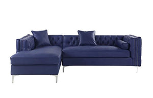 Da Vinci Left Hand Facing Sectional Sofa/Chaise PU Leather Button Tufted with Silver Nailhead Trim - EK CHIC HOME