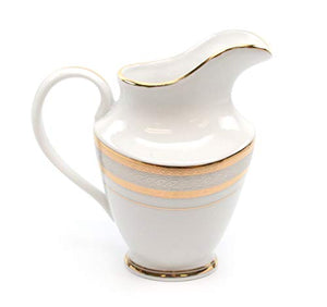 Royalty Porcelain Silver and Gold 49-pc Dinnerware Set 'Damascus', Premium Bone China - EK CHIC HOME