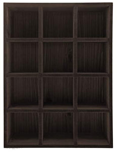 12 Compartment Shadow Box Display Shelf/Organizer for Wall or Table/Desk, Dark Brown Wood Finish - EK CHIC HOME