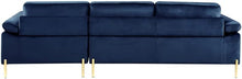 Load image into Gallery viewer, Modern Velvet Sectional Sofa in Blue/Gold Legs - EK CHIC HOME