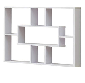 7 Cubes Floating Shelf, Geometric Wall Mounted Cube Shelves for Display and Storage, White Finish - EK CHIC HOME