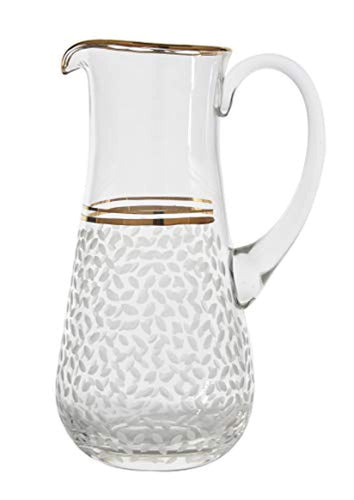 Crystal  Handcrafted Water Pitcher Painted 24K Gold Trim Detailing - EK CHIC HOME