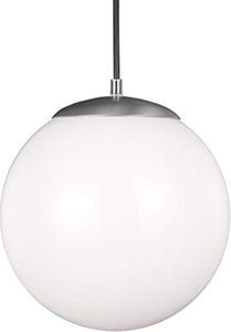 Leo One-Light 12" Hanging Globe Pendant, Satin Aluminum Finish - EK CHIC HOME