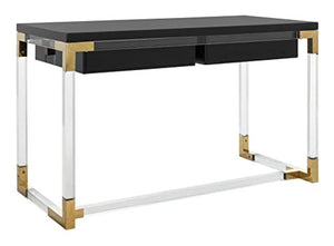 Couture Home Office Glam-Black and Clear Acrylic 2-drawer Desk - EK CHIC HOME