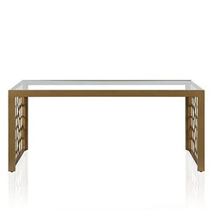 Soft Brass, Tempered Glass Coffee Table - EK CHIC HOME