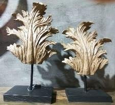 Rustic Leaf Sculpture on Stand Home Decor 2 Piece Set - EK CHIC HOME