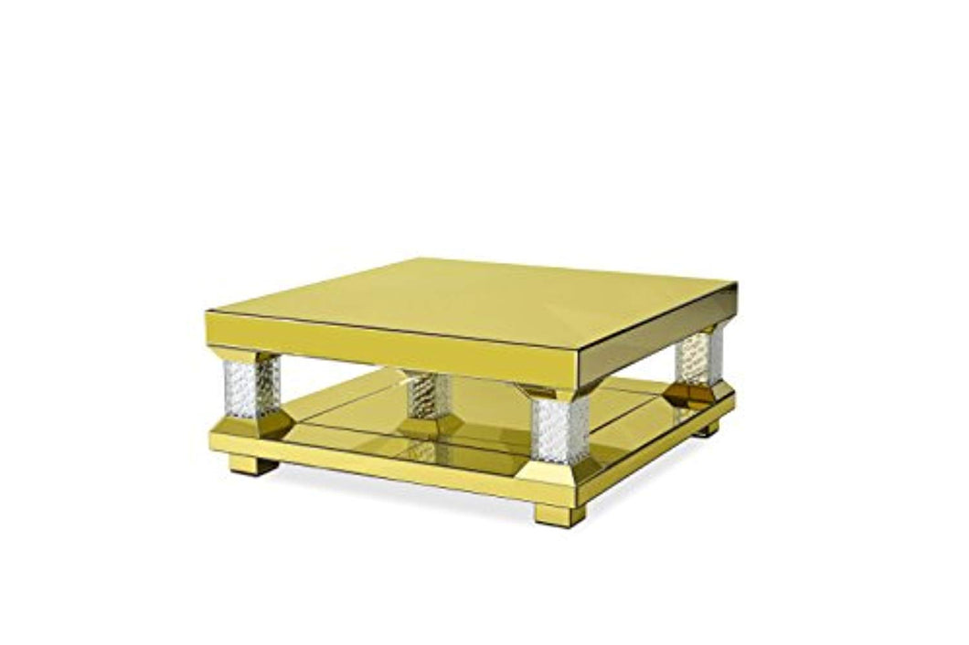Montreal Rectangular Cocktail Table with Gold Mirror - EK CHIC HOME